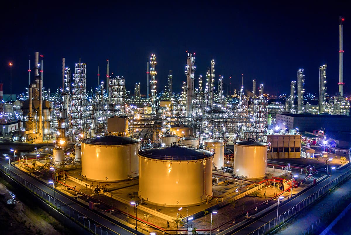 LED Flood lights in a oil refinery