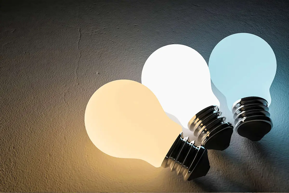 LED Bulbs emitting color temperature from warm white to cool white