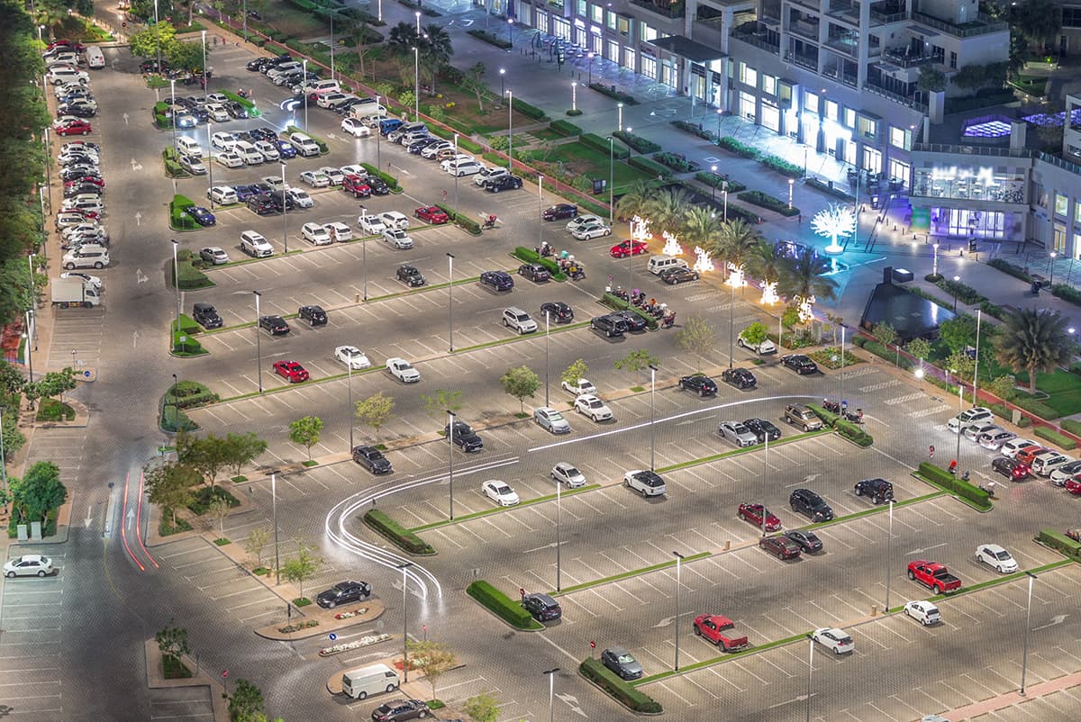 LED lights in a huge parking lot